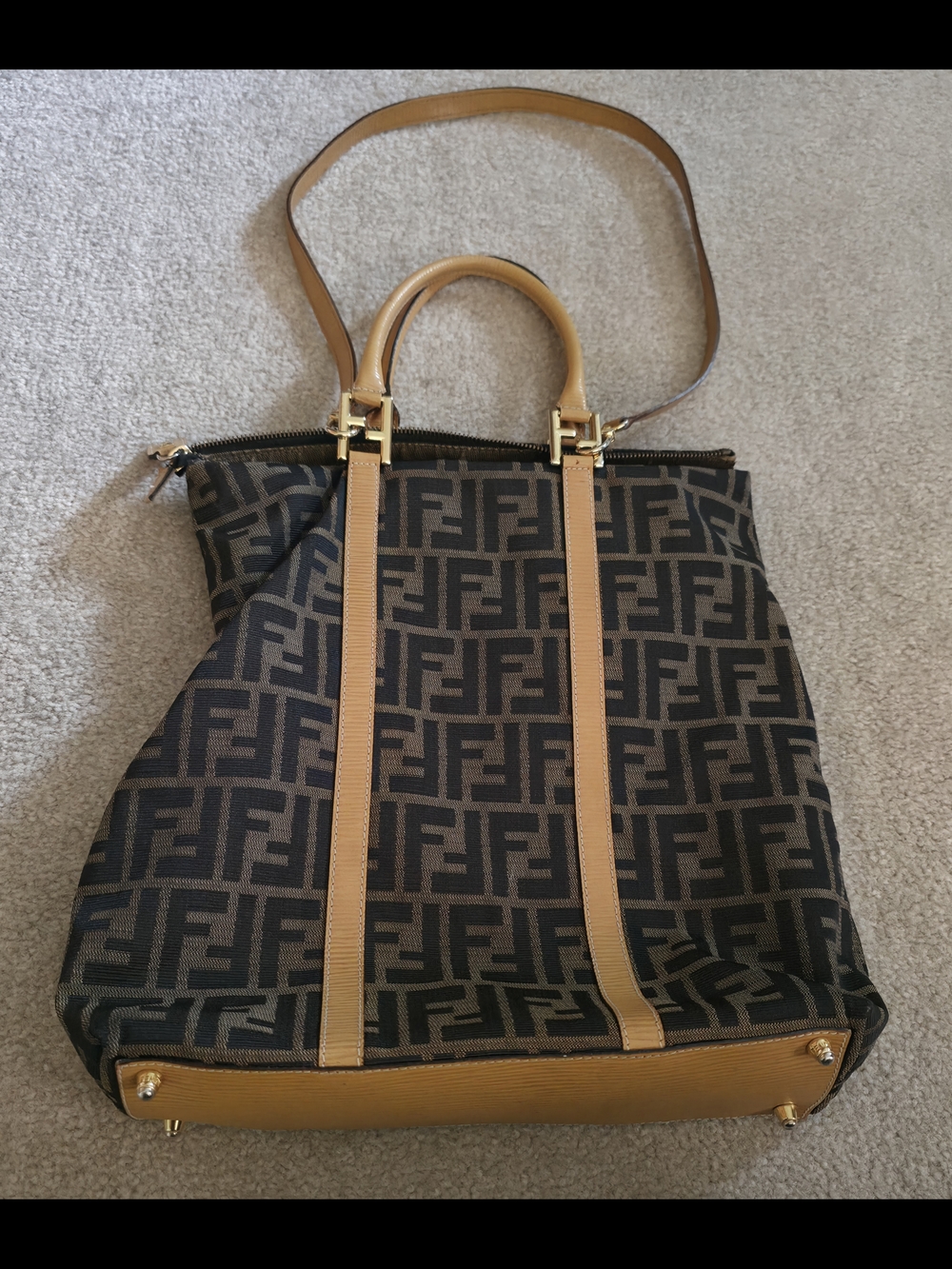 Fendi Brown and Tan Zucca Monogram Tote